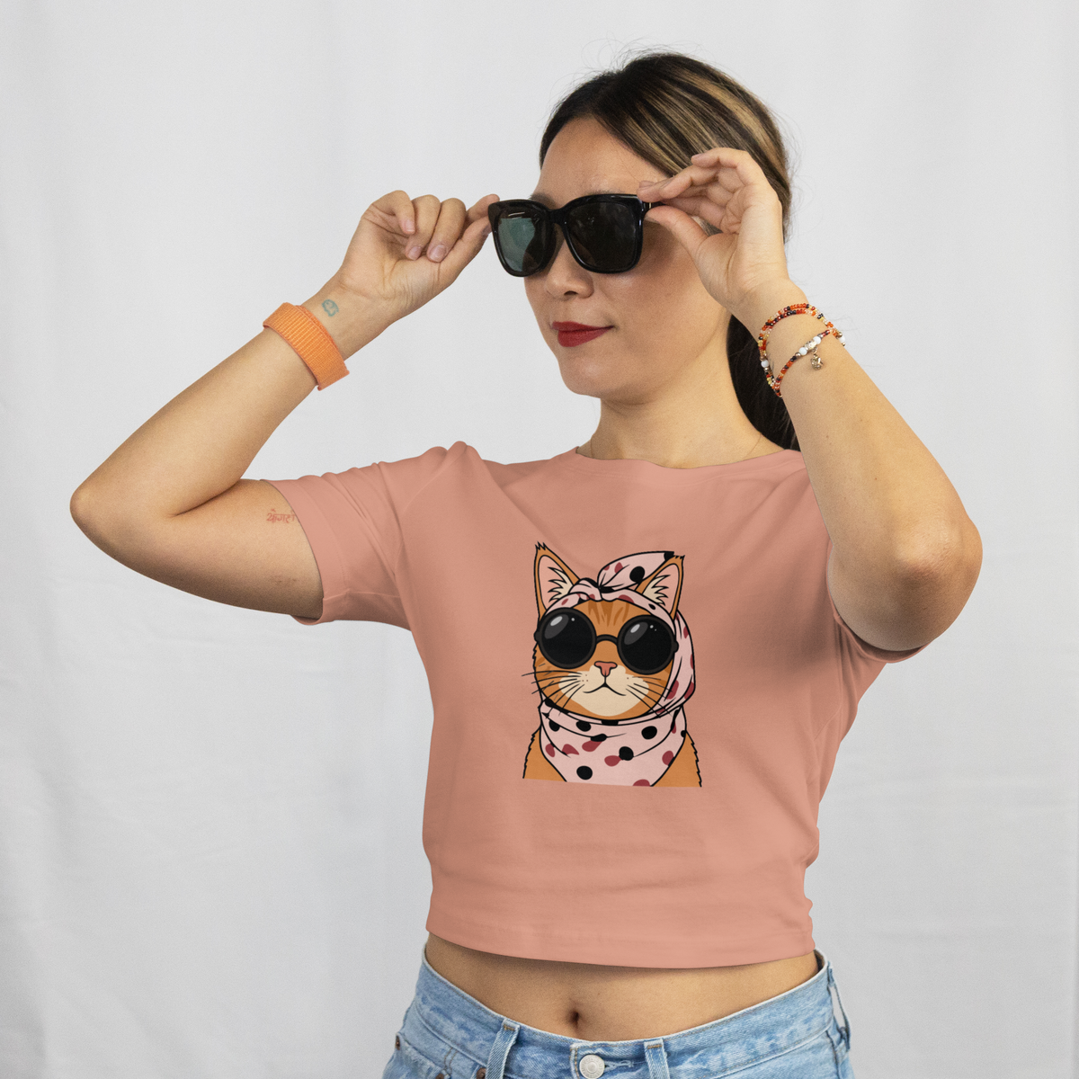 Saint Guas Mood Pet Capsule - Cool Cat Premium Crop T-Shirt