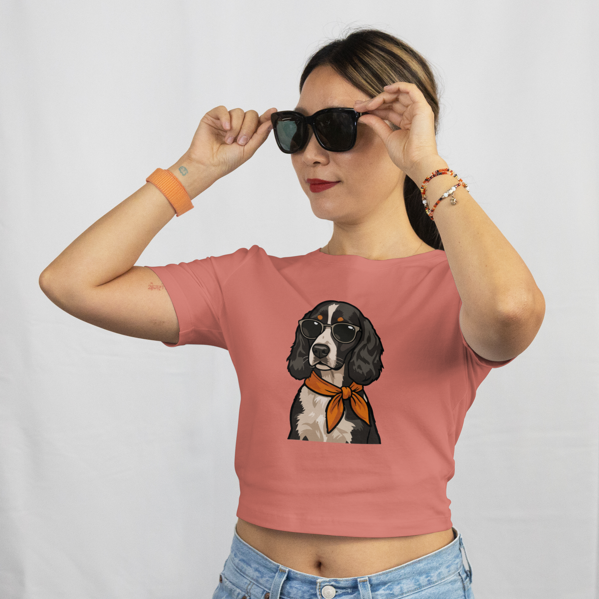 Saint Guas Mood Pet Capsule - Cocker Spaniel Premium Crop T-Shirt