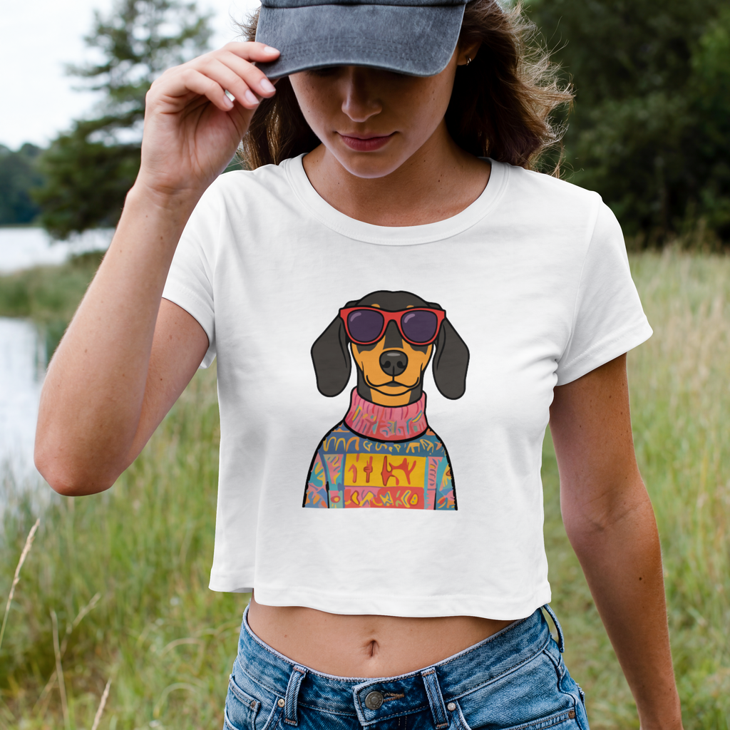Saint Guas Mood Pet Capsule - Dachshund Premium Crop T-Shirt
