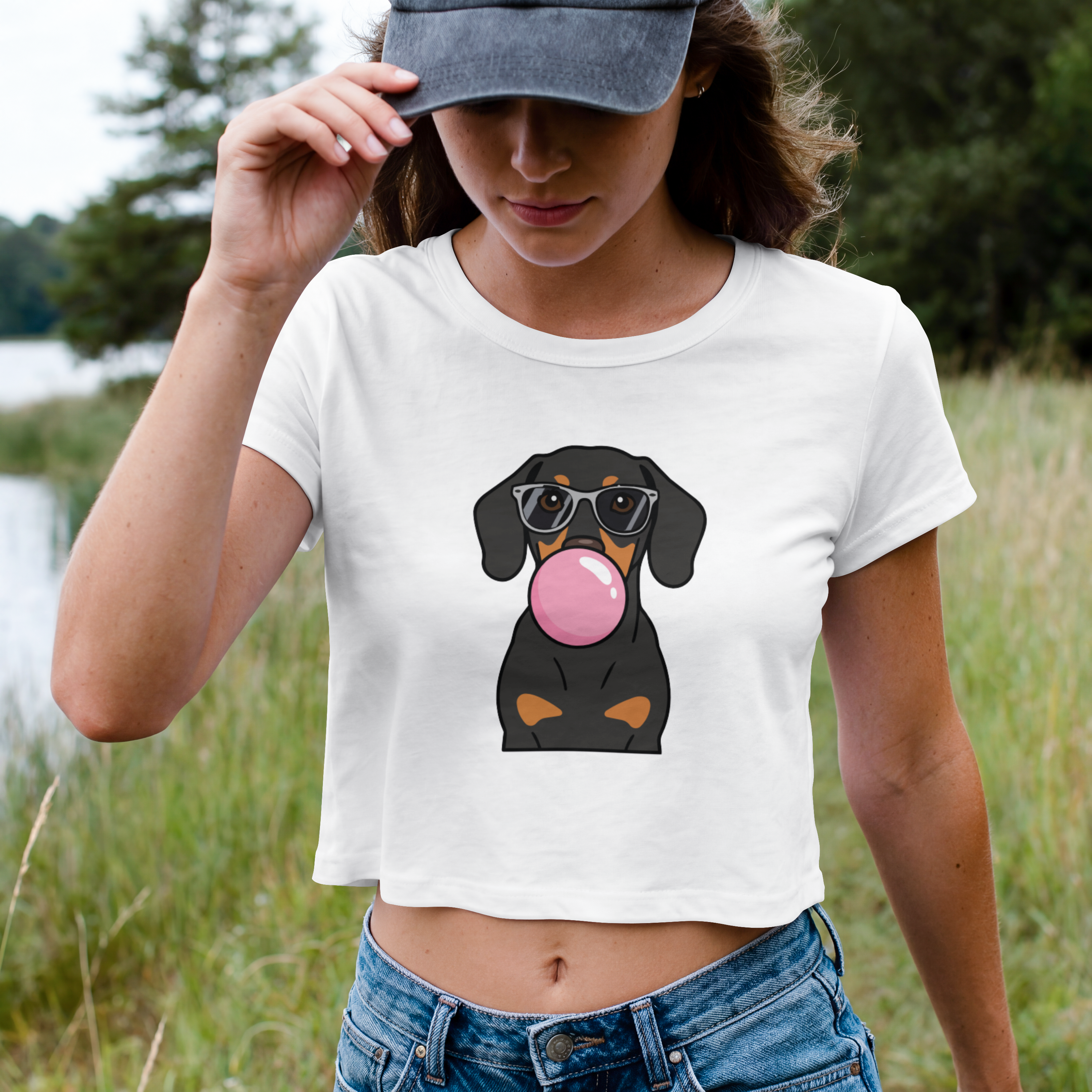 Saint Guas Mood Pet Capsule - Black Lab Premium Crop T-Shirt