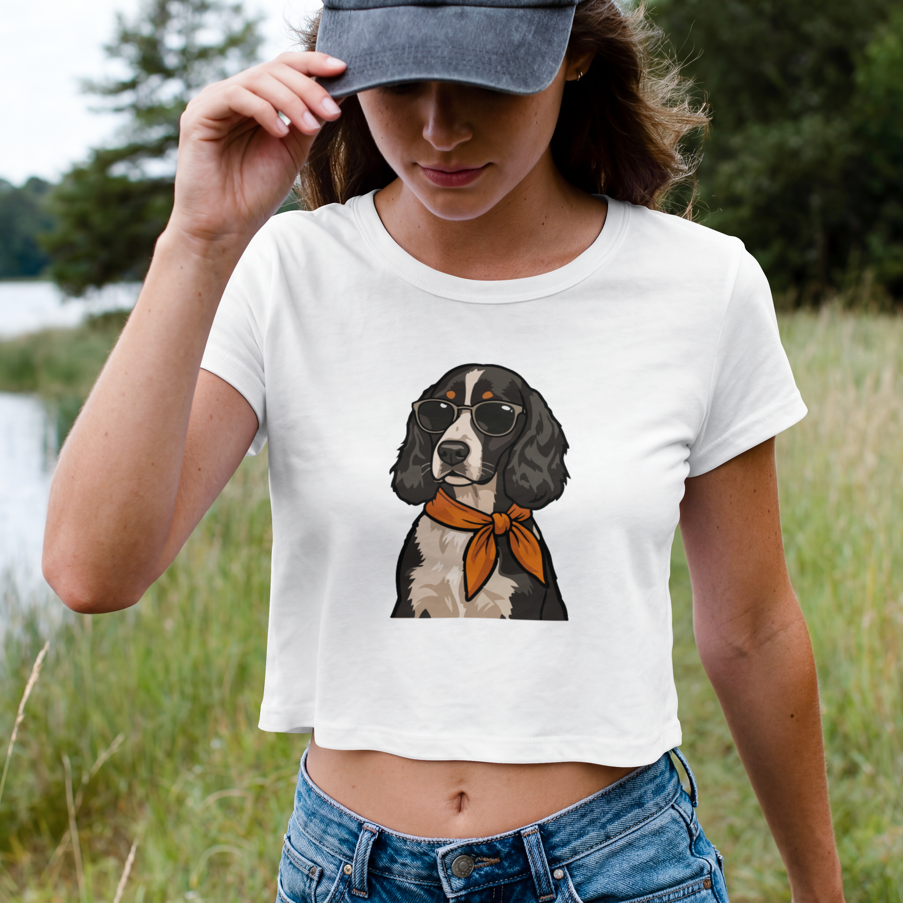 Saint Guas Mood Pet Capsule - Cocker Spaniel Premium Crop T-Shirt