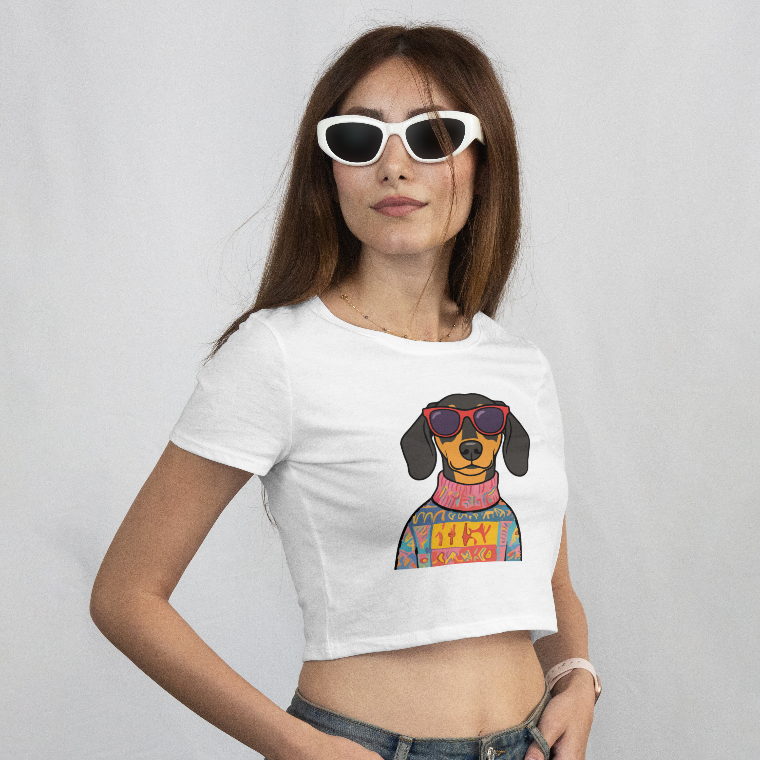 Saint Guas Mood Pet Capsule - Dachshund Premium Crop T-Shirt