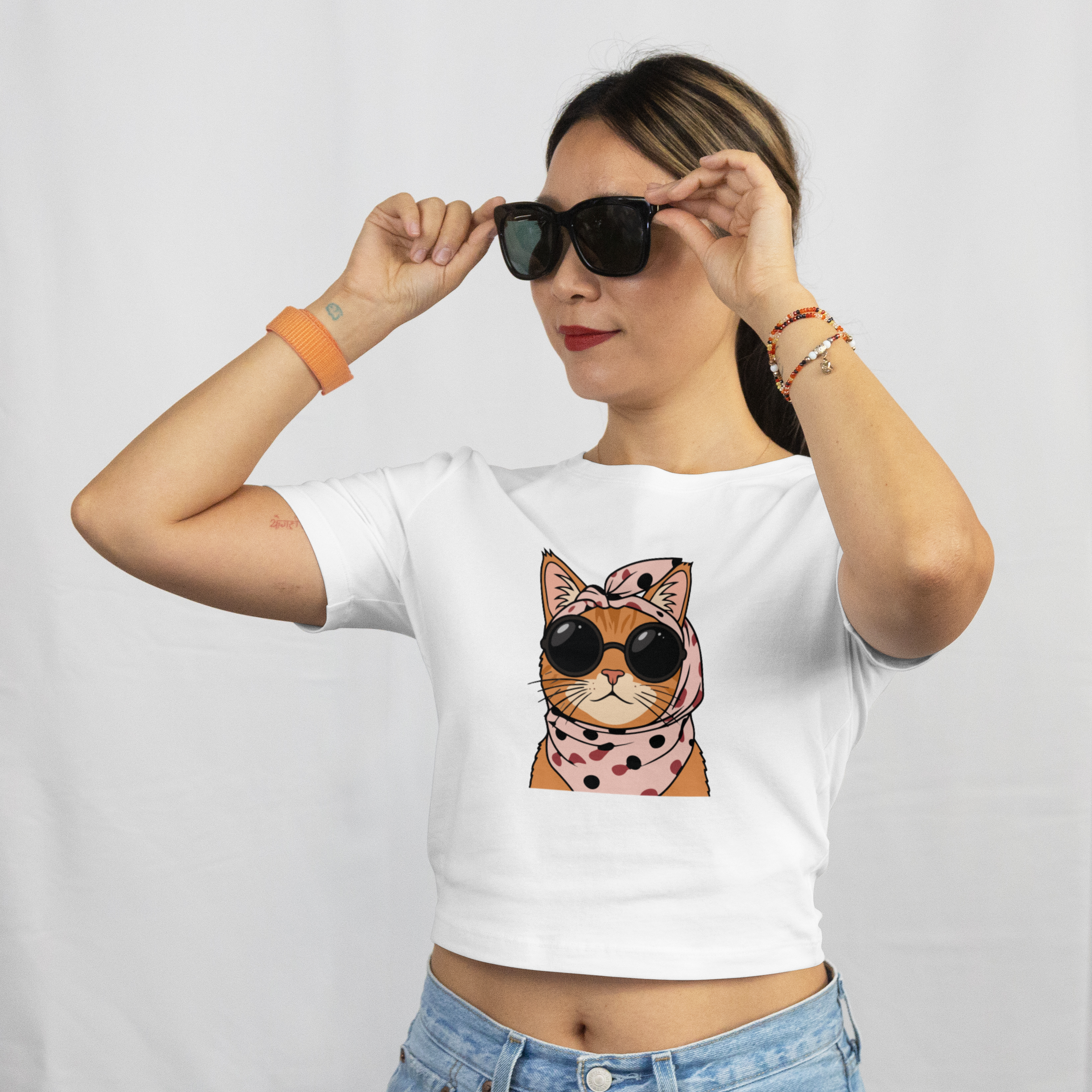 Saint Guas Mood Pet Capsule - Cool Cat Premium Crop T-Shirt