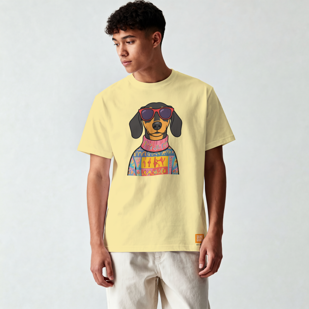 Saint Guas Mood Pet Capsule – Dachshund Premium Oversize T-Shirt