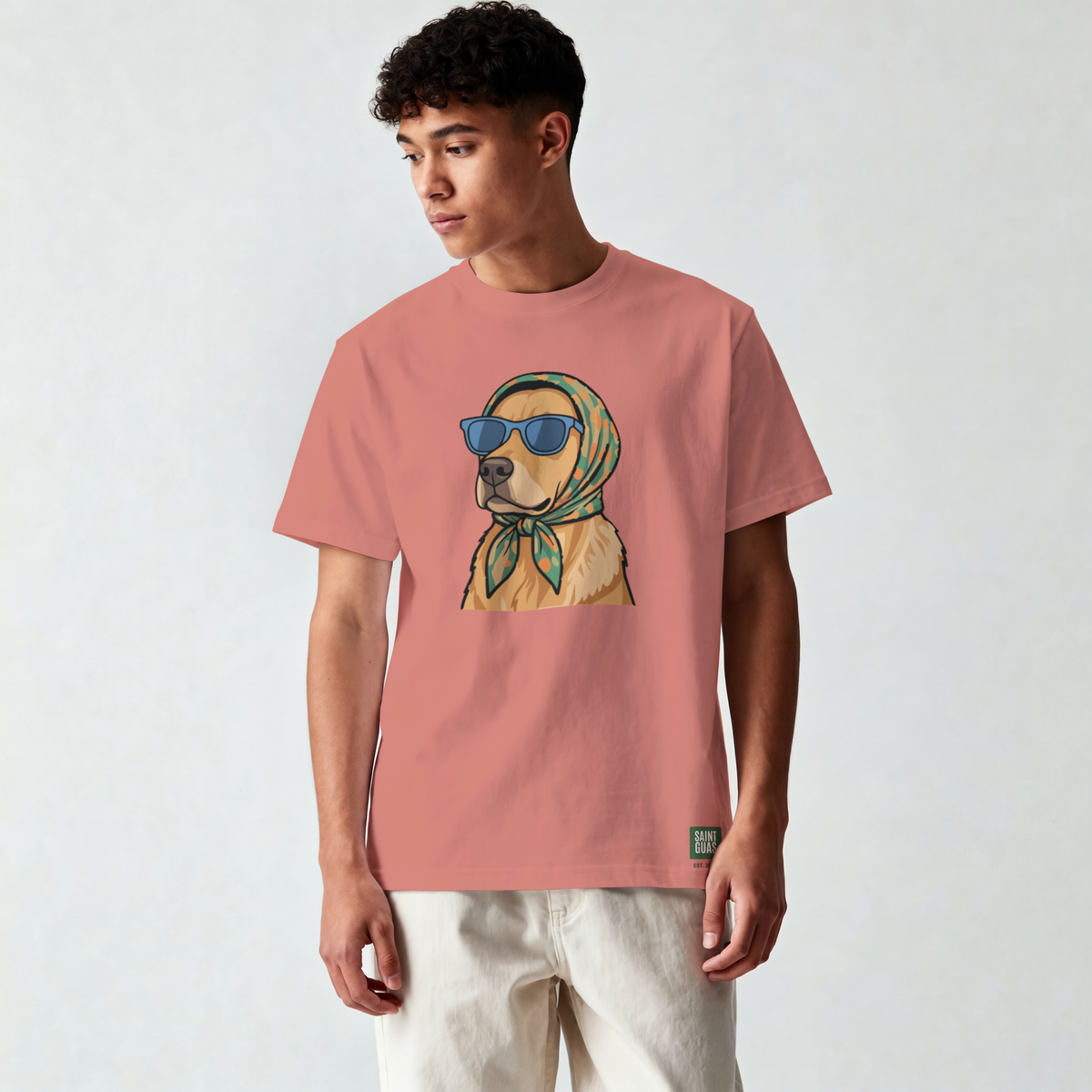 Saint Guas Mood Pet Capsule – Golden Retriever Premium Oversize T-Shirt