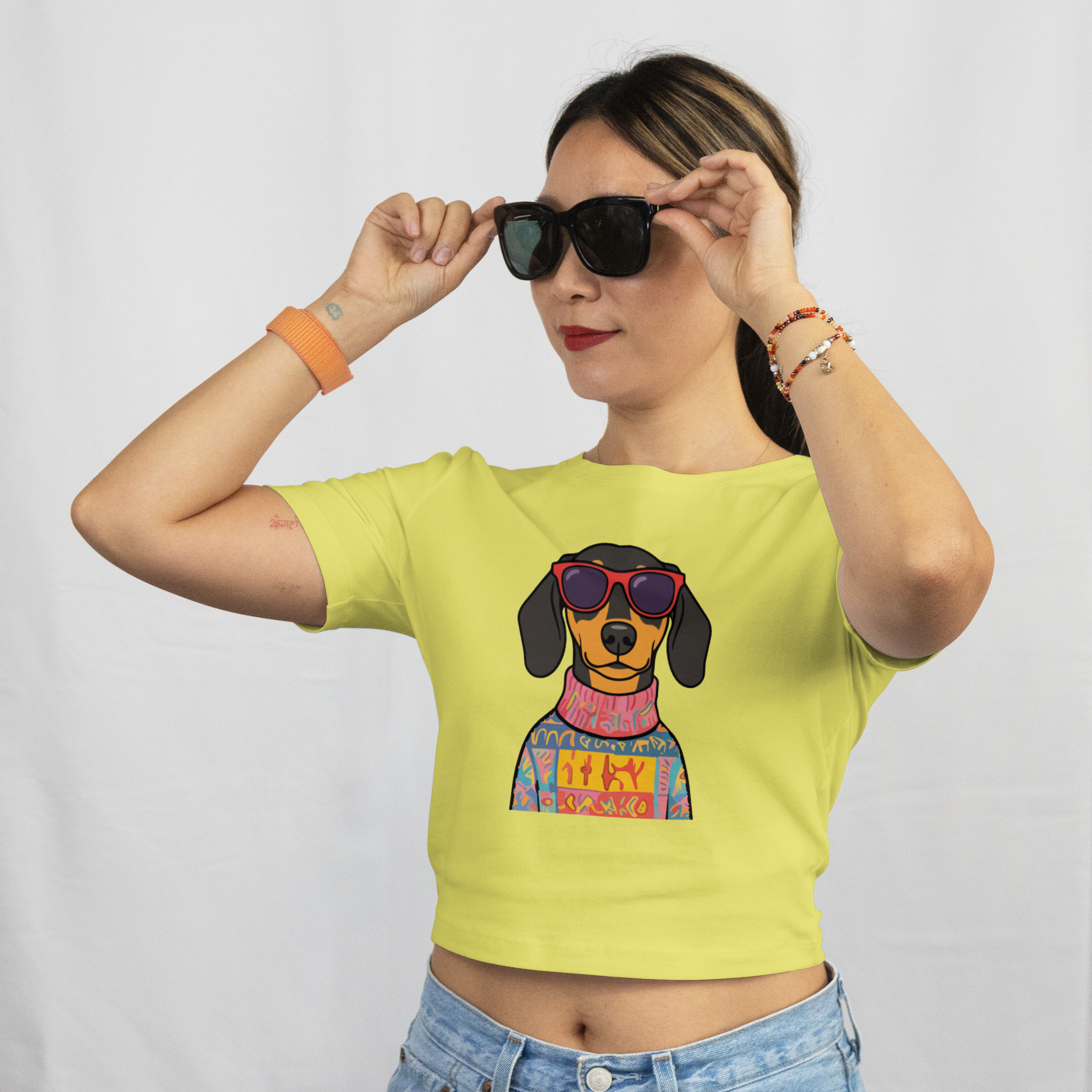 Saint Guas Mood Pet Capsule - Dachshund Premium Crop T-Shirt