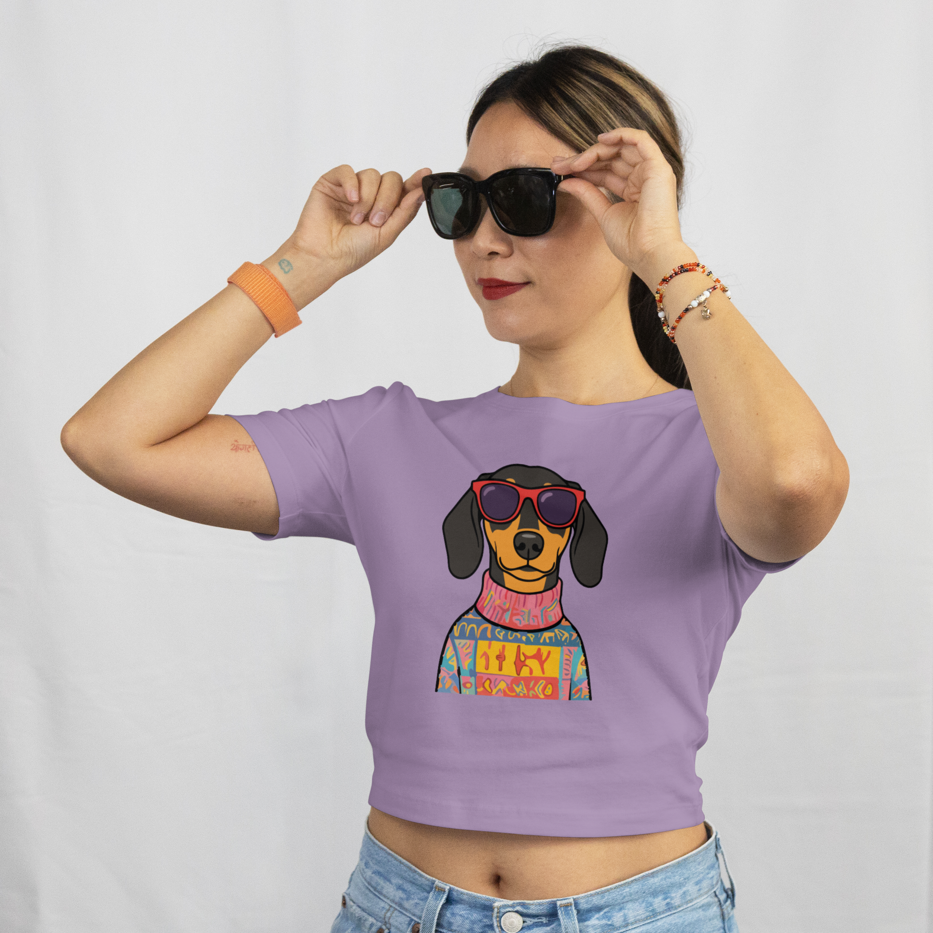 Saint Guas Mood Pet Capsule - Dachshund Premium Crop T-Shirt
