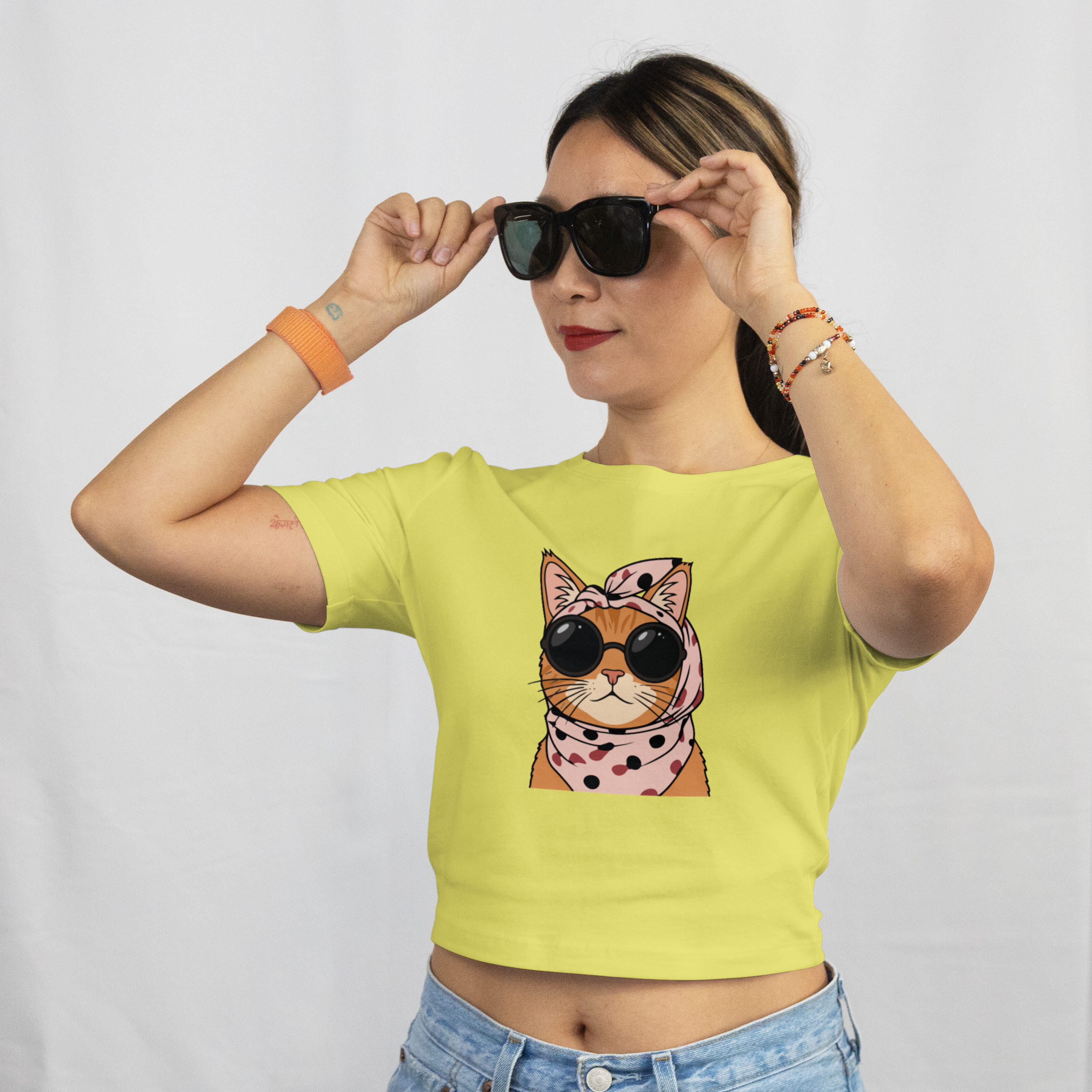 Saint Guas Mood Pet Capsule - Cool Cat Premium Crop T-Shirt