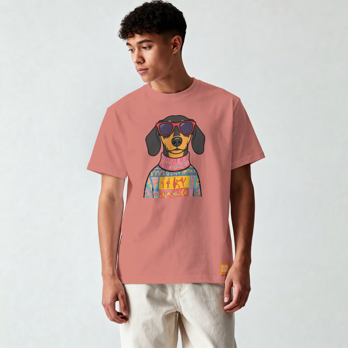 Saint Guas Mood Pet Capsule – Dachshund Premium Oversize T-Shirt