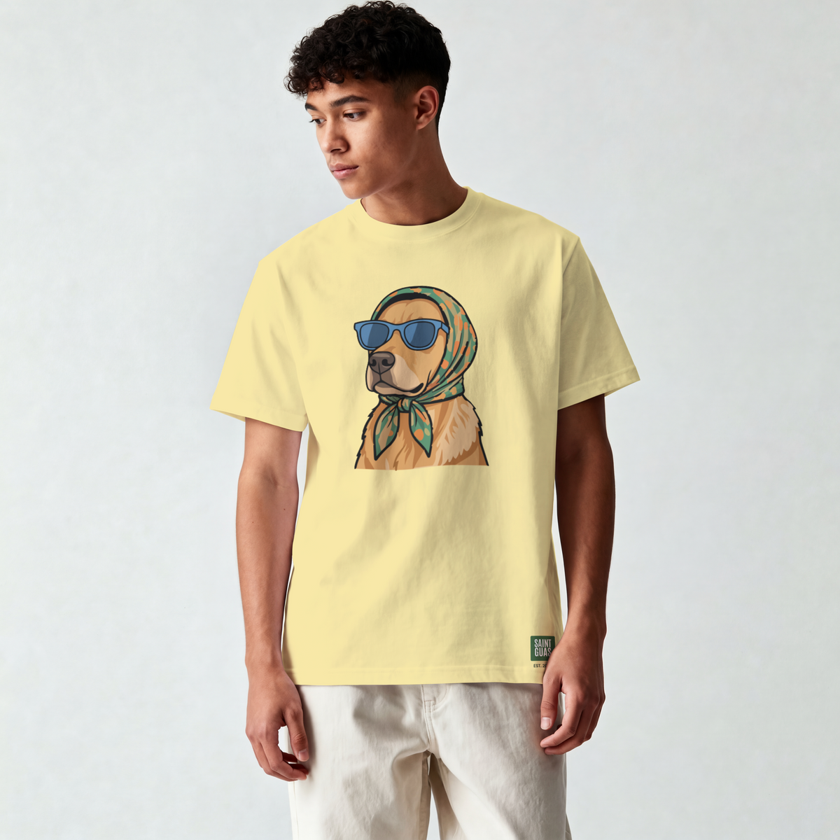 Saint Guas Mood Pet Capsule – Golden Retriever Premium Oversize T-Shirt