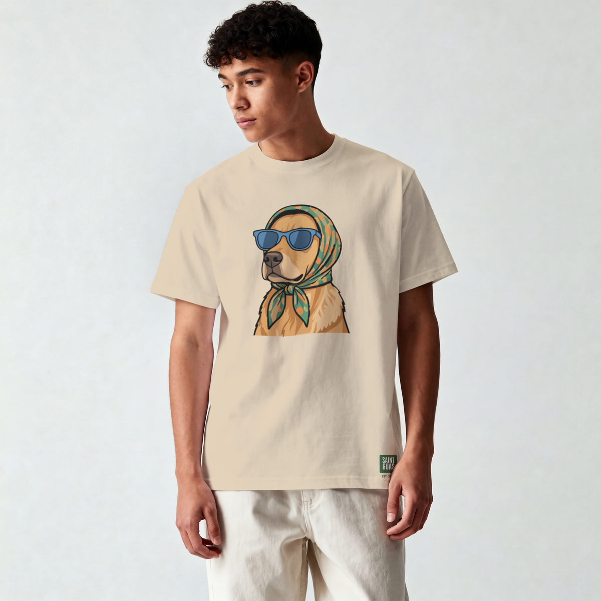 Saint Guas Mood Pet Capsule – Golden Retriever Premium Oversize T-Shirt