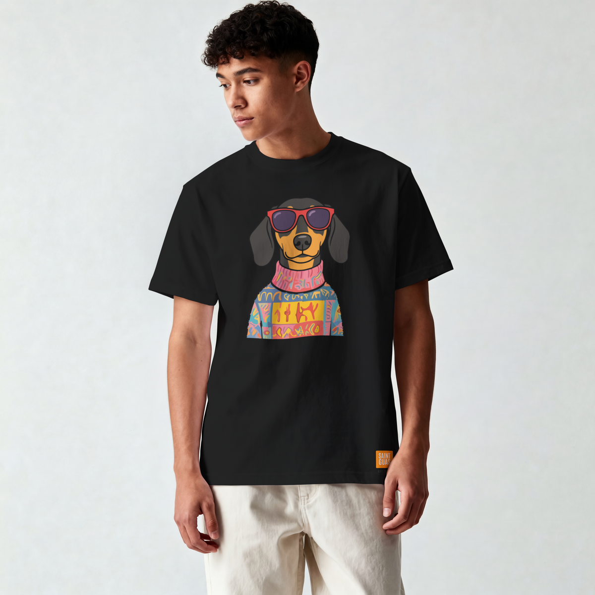 Saint Guas Mood Pet Capsule – Dachshund Premium Oversize T-Shirt